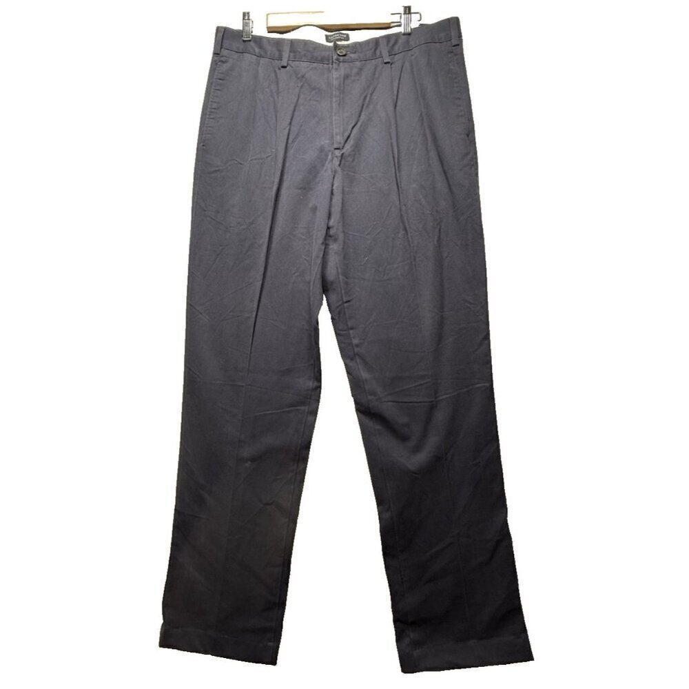 Lands' End Men's Pants 36x32 Navy Blue Pleated Chinos Tailored Fit 100% Cotton